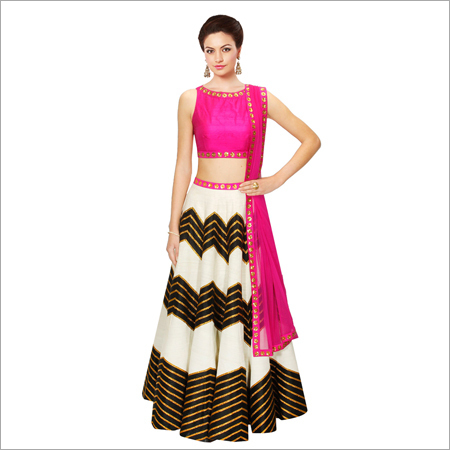 Dry Cleaning Raw Silk Semi Stitched Lehenga Choli