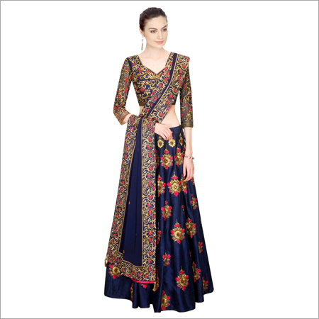 Heavy Silk Lehenga Choli - Customized Fit In Sizes Xs To Xxxl | Traditional Style With Beads And Fur Decoration, Dry Clean And Washable