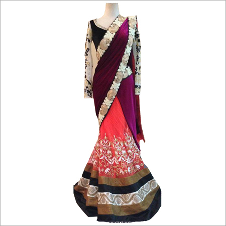 Multi Color Satin Work Party Wear Saree