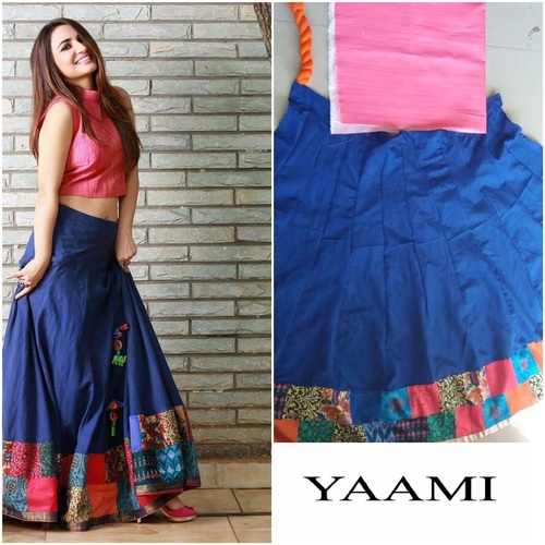 Fancy Designer Party Wear Ethnic Lehenga Choli - Georgette, Size XL, L, M, XXL, Blue and Pink, Printed , Breathable, Washable, Dry Clean Only