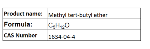 Methyl tert-Butyl Ether - Câ
HââO, Boiling Point 55°C | High Octane Oxygenate Gasoline Additive