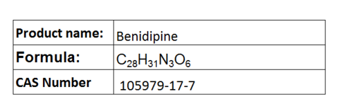 Benidipine - C26h31n3o6, 497.55 Mw, Purity 99.9% | Triple L-, T-, N-type Calcium Channel Blocker, Cardio And Renoprotective