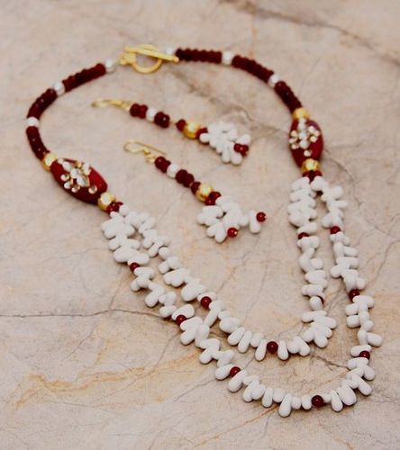 Semi Precious Stones Necklace Drop Earrings