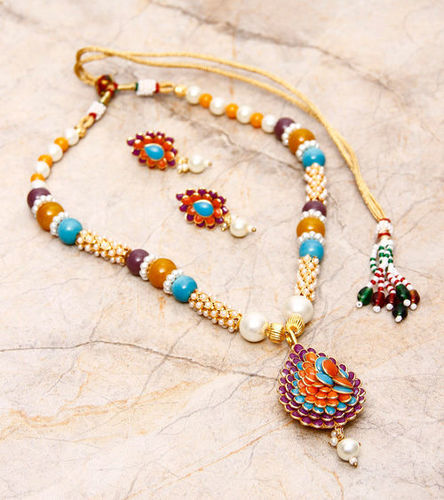Semi Precious Stones Necklace - Imitation Pearl | Stud Earrings Perfect Gift for Women Ideal for Parties