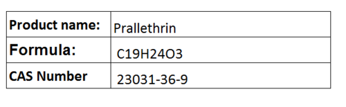 Prallethrin - Liquid Vaporizer C19H24O3 | Mosquito Control Household Use Effective Repellent