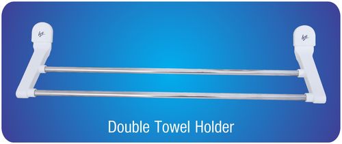 Double Towel Holder - Engineering Polymer , Concealed Screw Design | Ivory and White, Rectangular Shape, 1-Year Warranty