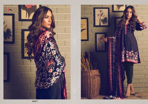 Latest Party Wear Salwar Kameez Suit - Glace Cotton Top, Semi Lawn 2.70 Meter Bottom, Chiffon Dupatta, Black and Red Color, Embroidered Pattern, Full Sleeves, Breathable and Washable