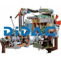 Hgv Turbo Diesel Engine With Intercooler And A Gearbox Cutaway - Color: Grey