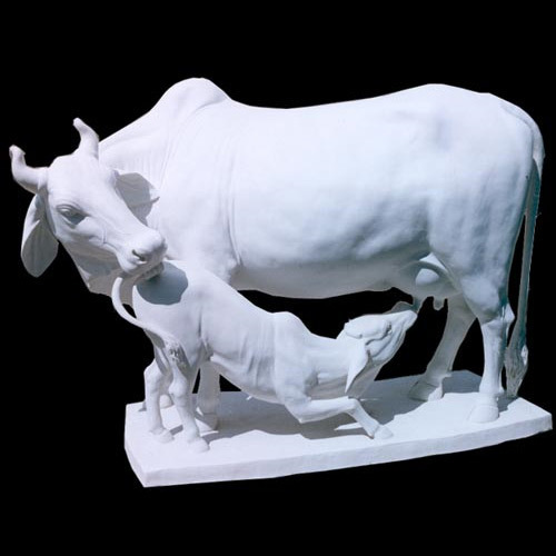Marble Statue Cow With Children By JAIPUR MARBLE MOORTI