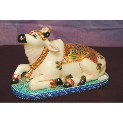 Crafted Marble Nandi Statue