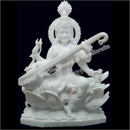 White Marble Saraswati Mata Murti