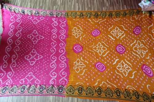 Orange And Pink Traditional Bandhani Sarees