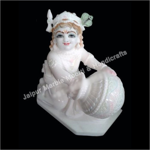 Marble Bal Krishna Idol with Mataki