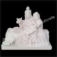 Marble Radha Krishna With Cow