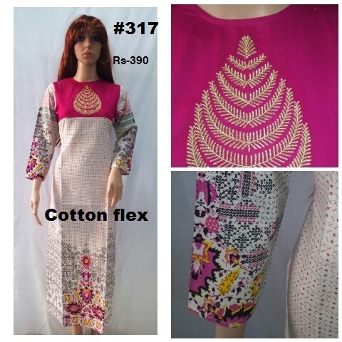 Cotton Flex Kurti - 3/4 Sleeve Pink Printed Breathable Fabric for Ladies | Casual and Formal Traditional Style in Sizes S M L XL