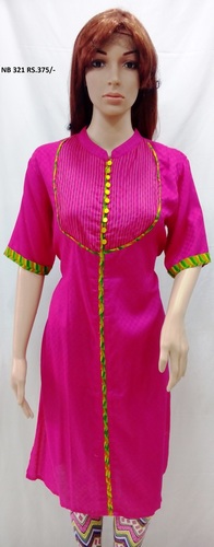 Jaquard - Cotton, Sizes L, M, S, XL, XXL | Pink Printed, Breathable Fabric, Half Sleeve, Casual & Formal Traditional Style for Ladies