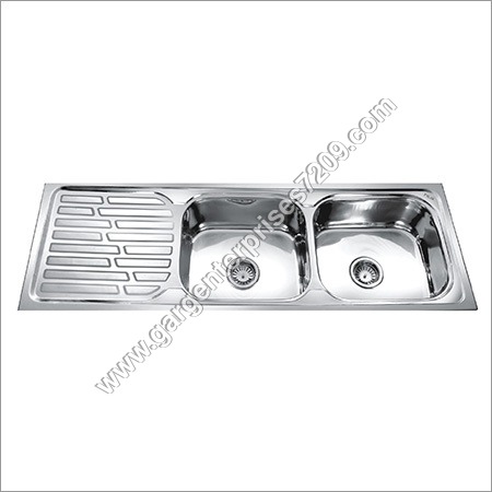 Double Bowl Kitchen Sink With Drain Board Sink Installation Type: Deck Mounted