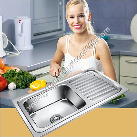 AISI-304 SS Single Bowl With Drain Board Sink