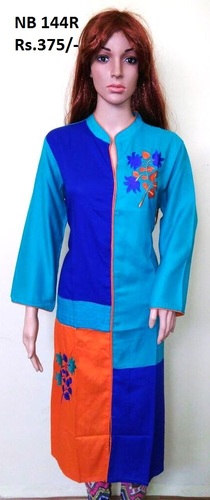 Reyon Kurti - Rayon, Sizes L, S, M, XL, XXL, Blue Color | Modern Style, Embroidered Pattern, Breathable, Perfect for Daily & Party Wear