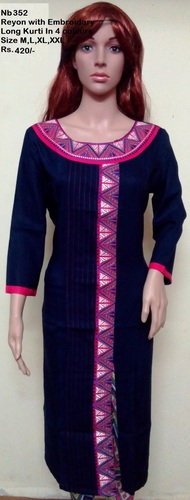 Reyon Kurti - Rayon Material, Available in Sizes L, M, XL, XXL, Color: Black | Breathable Fabric for All Seasons, Perfect for Casual, Daily Wear, Formal Occasions