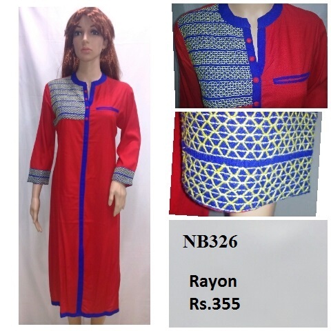 Reyon Kurti - Rayon, L/xl/xxl/m Size, Red Color | Embroidered, Breathable Fabric, Ethnic Style For Casual, Daily & Party Wear In Rainy, Summer, Winter Seasons
