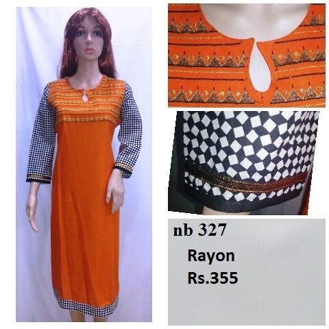 Reyon Kurti - Rayon, M/L/XL/XXL, Orange | Breathable, Classic Style, 3/4 Sleeves, Suitable for Formal, Daily, and Party Wear