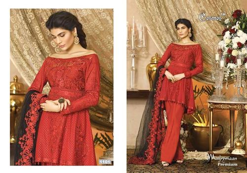 Stylish Designer Party Wear Exclusive Salwar Kameez - Heavy Georgette Top, XL & XXL Size, Elegant Red Color, Full Sleeve, Embroidered Pattern, Breathable Fabric | Suitable for Rainy, Summer & Winter Seasons, Washable, Dry Clean Only