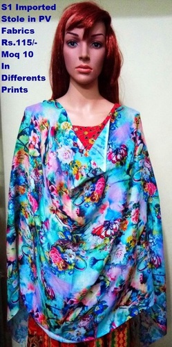 Imported Stole - Rayon Fabric, Printed Design, Blue Color | Breathable for All Seasons: Summer, Winter, Rainy, Indian Ethnic Style