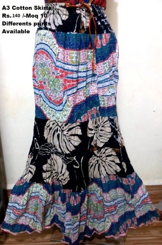 Cotton Skirts - Multicolor Printed, Breathable and Quick Dry Fabric with Lace Decorations | Available in Various Sizes and Seasons