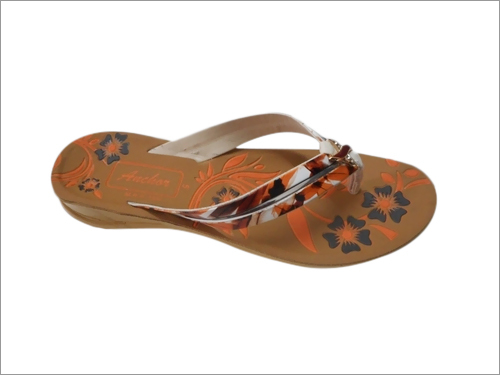 Casual Ladies Slipper - PVC, Multiple Sizes, Orange | Comfort, Lightweight, Breathable, Durable, Flat Sole, Printed Pattern