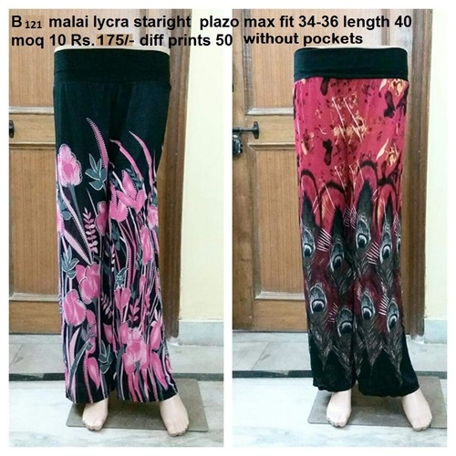 Malai Lycra Plazo - Lycra Material, Multi Color, Printed Pattern | Casual Dress for Spring, Summer, Winter, Rainy Seasons