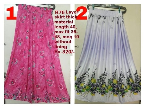 Layer Skirt - Satin Material, Size L/XL/M | Breathable, Pink Color, Printed Pattern, Suitable for All Seasons