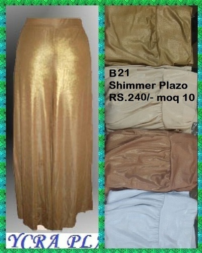 Shimmer Plazo - Polyester Size M L XL Color Golden | Breathable Design Modern Ethnic Wear for Summer Winter and Rainy Seasons