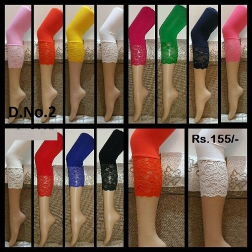 Lace Capri - Cotton, Size M/L/XL/XXL, Color White/Red/Blue | Casual Ethnic Design with Washable Patch Work for All Season Wear