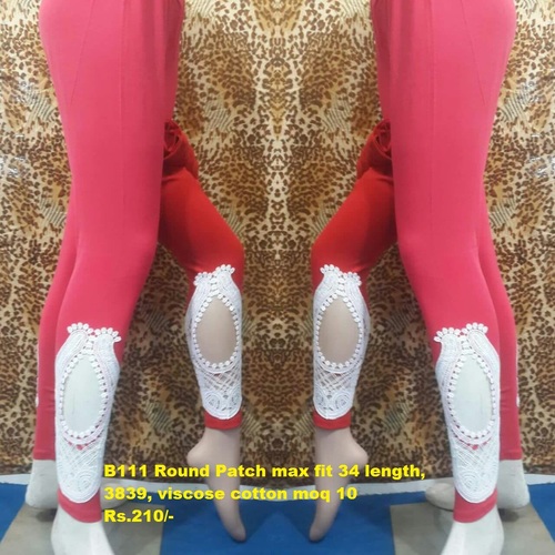 Round Patch - Viscose Cotton, 40 Inches Length, Red Color | Ethnic Casual Laggies, Breathable for Summer & Winter Wear