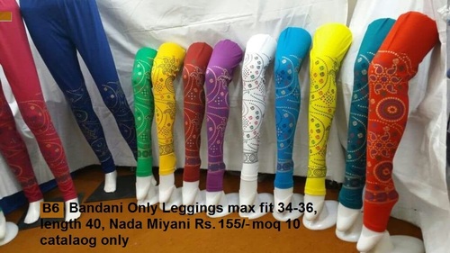 Bandhani Leggings - Linen, Length: 40 cm, Sizes: L/XL/XXL, Colors: Red, Yellow, Green | Breathable, Casual Ethnic Wear for Summer & Winter