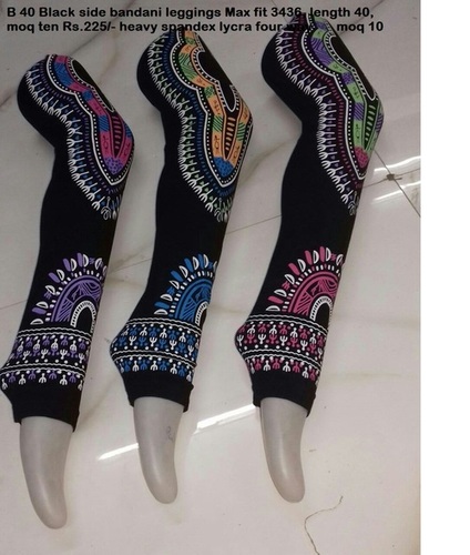Black Side Bandhani - Rayon Spandex Lycra, 40 cm Length, Black Color | Ethnic Printed Pattern, Breathable for Summer, Sizes L-XXL