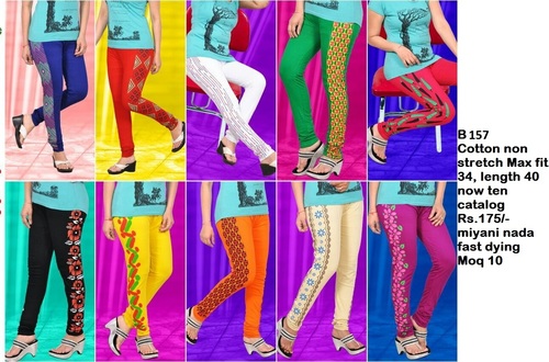 Cotton Non Stretch - Large, XL, XXL | Printed, Breathable Leggings in Red, White, Yellow for Summer, Indian Ethnic Style