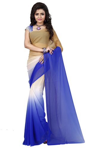 Blue Plain Saree