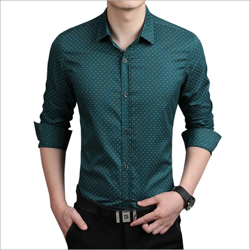 W Letter Print Long Sleeve Casual Shirt Slim Fit