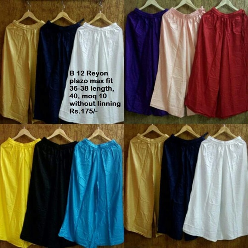 Reyon Plazo - Rayon Fabric, Sizes: L, M, Xl | Color: White & Black, Casual Dress Type, Breathable For All Season