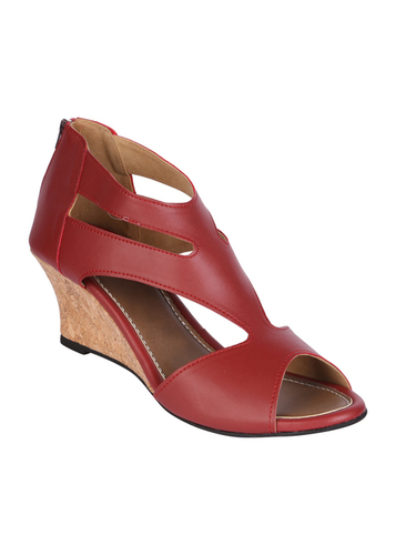 Ladies Maroon Wedges