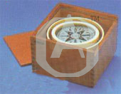 Meriner Compass - Aluminium Bowl, 20 cm Slide, 10 cm Card Diameter | Gimbals Mount, Polished Wood Box, Sliding Lid