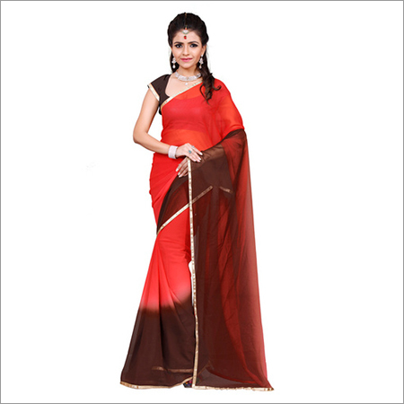 Georgette Plain Lace Border Saree