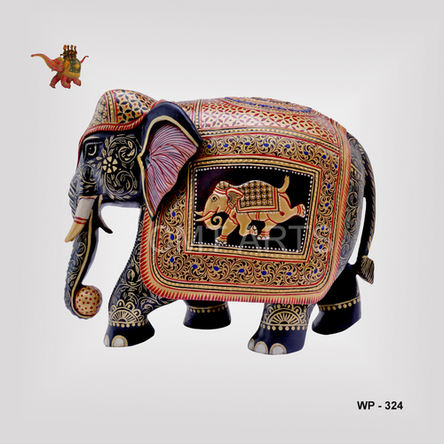 Cedar Wooden Painted Elephant
