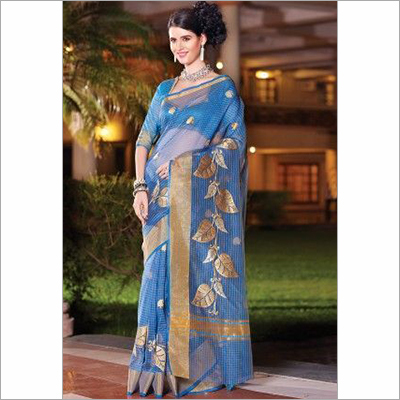 Zari Pallu Kota Doria Saree