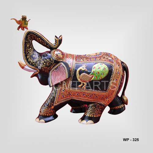 Cedar Wooden Trunk-Up Elephant