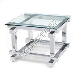 SS Side Table With Glass Top