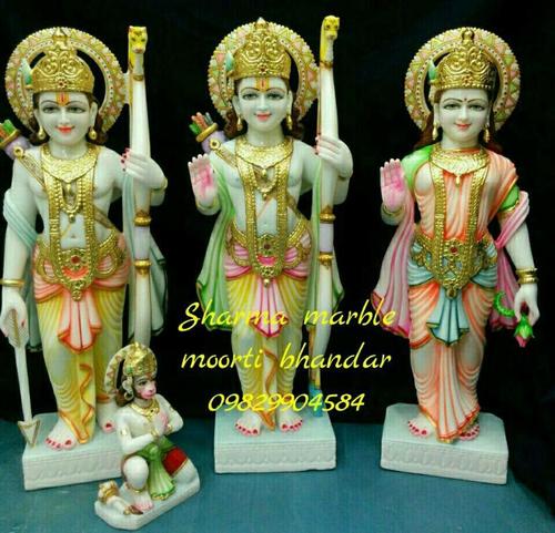 Marble Ram Darbar - Polished White Marble, Variable Height | Hand-Carved, Intricate Details, Elegant Design, Collectible, Religious Significance