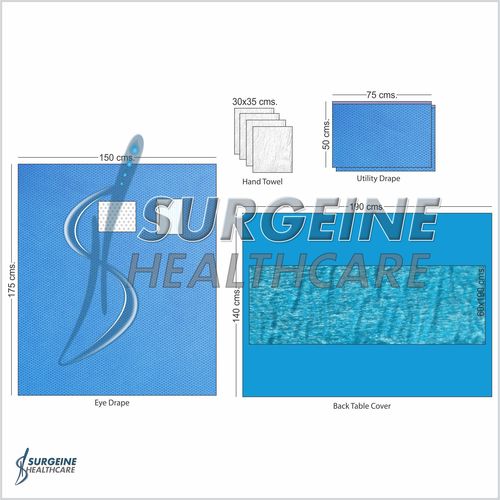 EENT Pack - Reinforced Non Woven Surgical Drape, Sterilized Blue, Includes Eye Drape and Hand Towels
